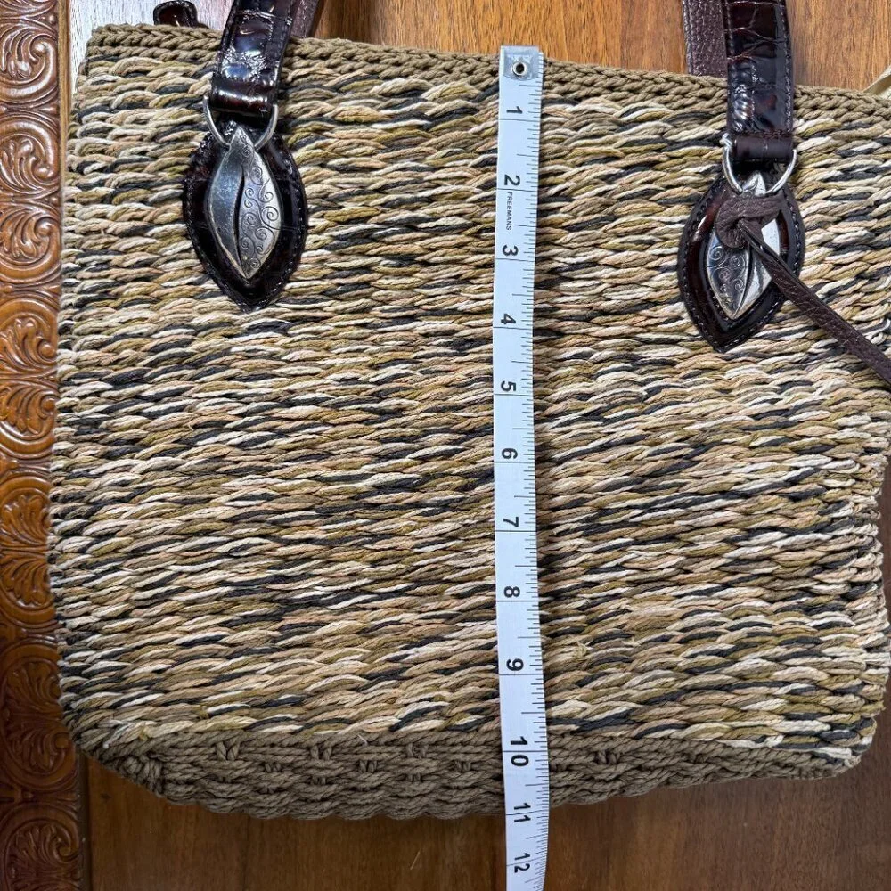 Brighton Summer Market Straw Purse Tan with Dark Brown Handles